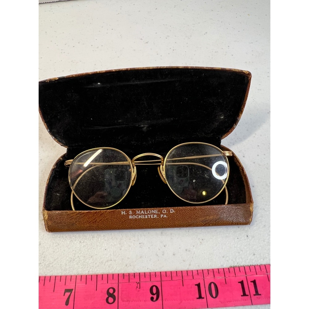 Vintage Art-Craft 1/10 12K GF Ful-Vue Round Eyeglasses Wire Rim Gold Spectacles